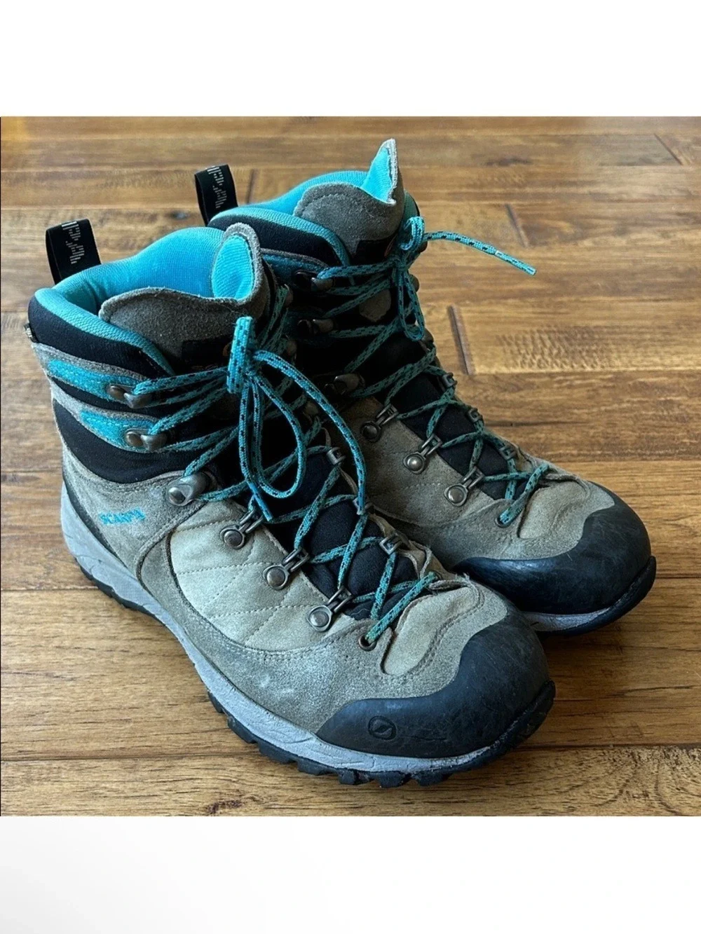 Scarpa R-Evolution GTX Backpacking Hiking Boots Waterproof Tan Black Teal 7.5